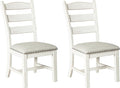 Signature Design by Ashley Valebeck Farmhouse Cushioned Dining Chair, 2 Count, Nailhead Trim, Fabric Upholstery, Solid Wood, 39" Seat Height, Whitewash