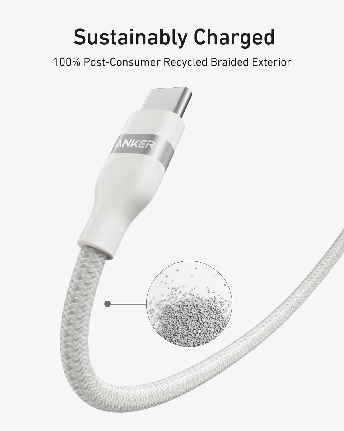 Anker Nano USB C Cable, 240W Flexible Multi-Color Braided Cord, Fast Charging Type C Charger for iPhone 17 Series, MacBook Pro and More (White, 6ft)