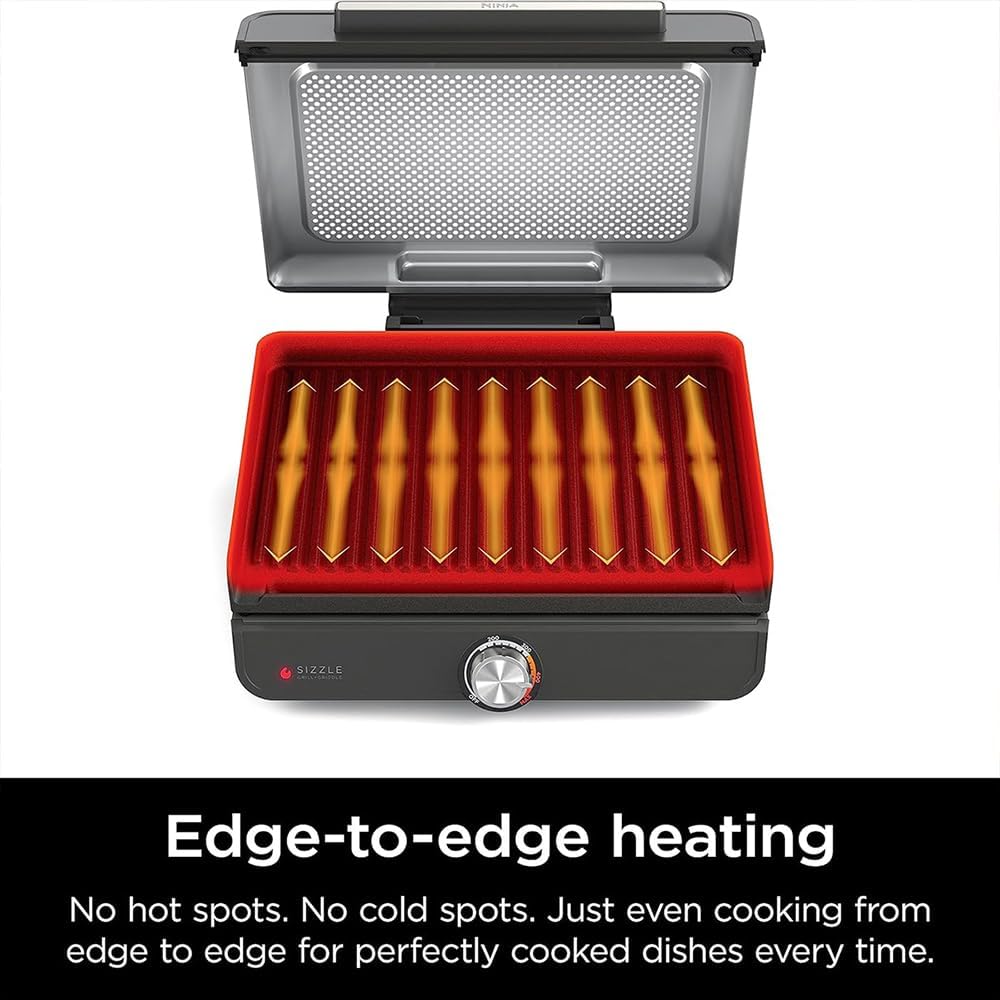 Ninja GR100 Sizzle Smokeless Indoor Grill (Renewed) Bundle with 2 Year Enhanced Protection Pack