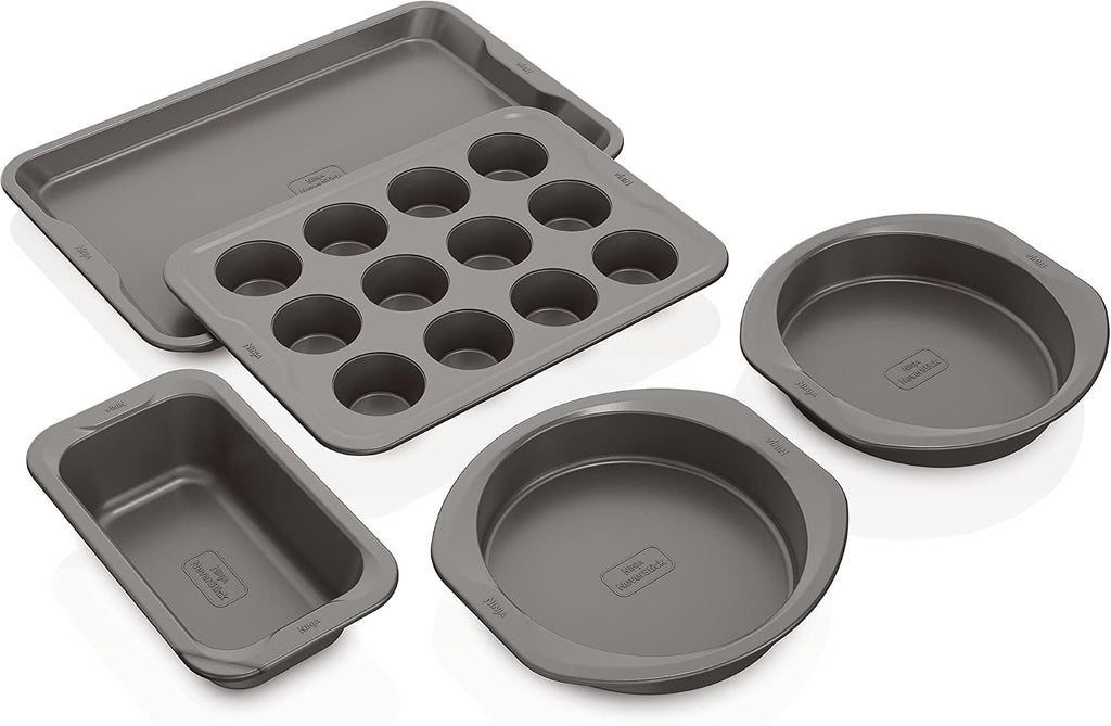 Ninja B32002 Foodi NeverStick Premium 2-Piece Baking Sheet Set, Nonstick, Oven Safe up to 500⁰F, with 9 x 13 inch Sheet & 11 x 17 inch Sheet, Dishwasher Safe, Grey