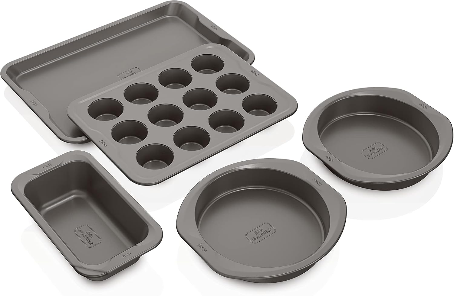 Ninja B32002 Foodi NeverStick Premium 2-Piece Baking Sheet Set, Nonstick, Oven Safe up to 500⁰F, with 9 x 13 inch Sheet & 11 x 17 inch Sheet, Dishwasher Safe, Grey