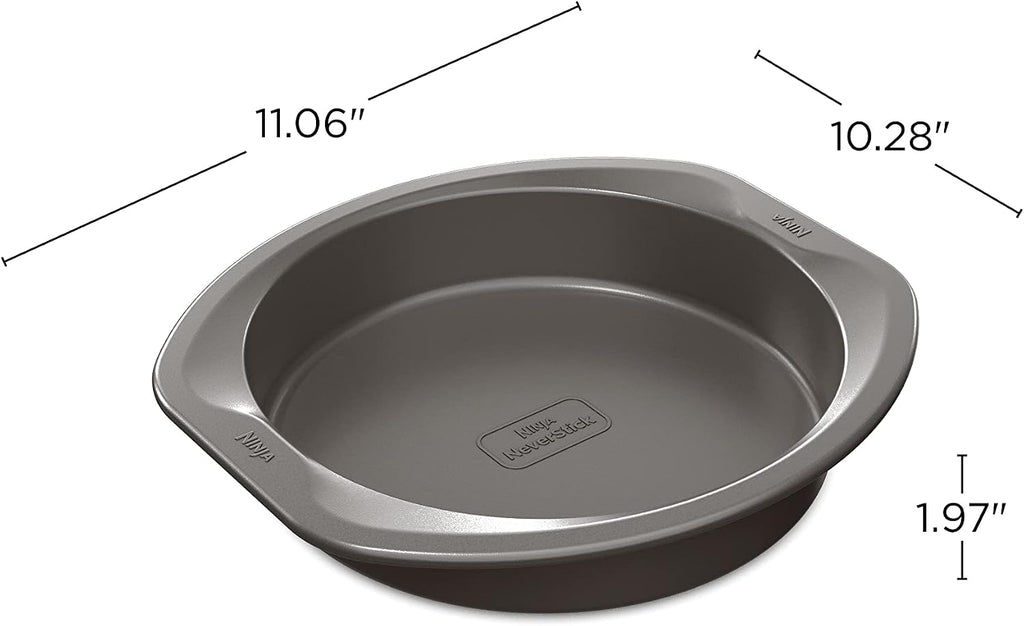 Ninja B30309 Foodi NeverStick Premium 9 inch Round Cake Pan, Nonstick, Oven Safe up to 500⁰F, Dishwasher Safe, Grey