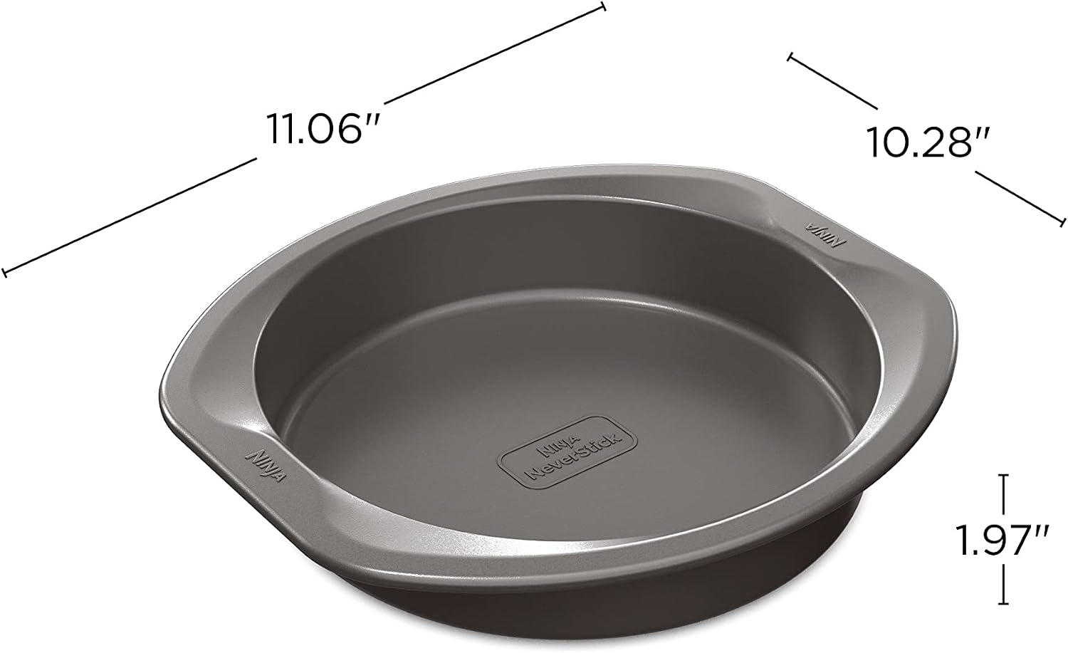 Ninja B30309 Foodi NeverStick Premium 9 inch Round Cake Pan, Nonstick, Oven Safe up to 500⁰F, Dishwasher Safe, Grey