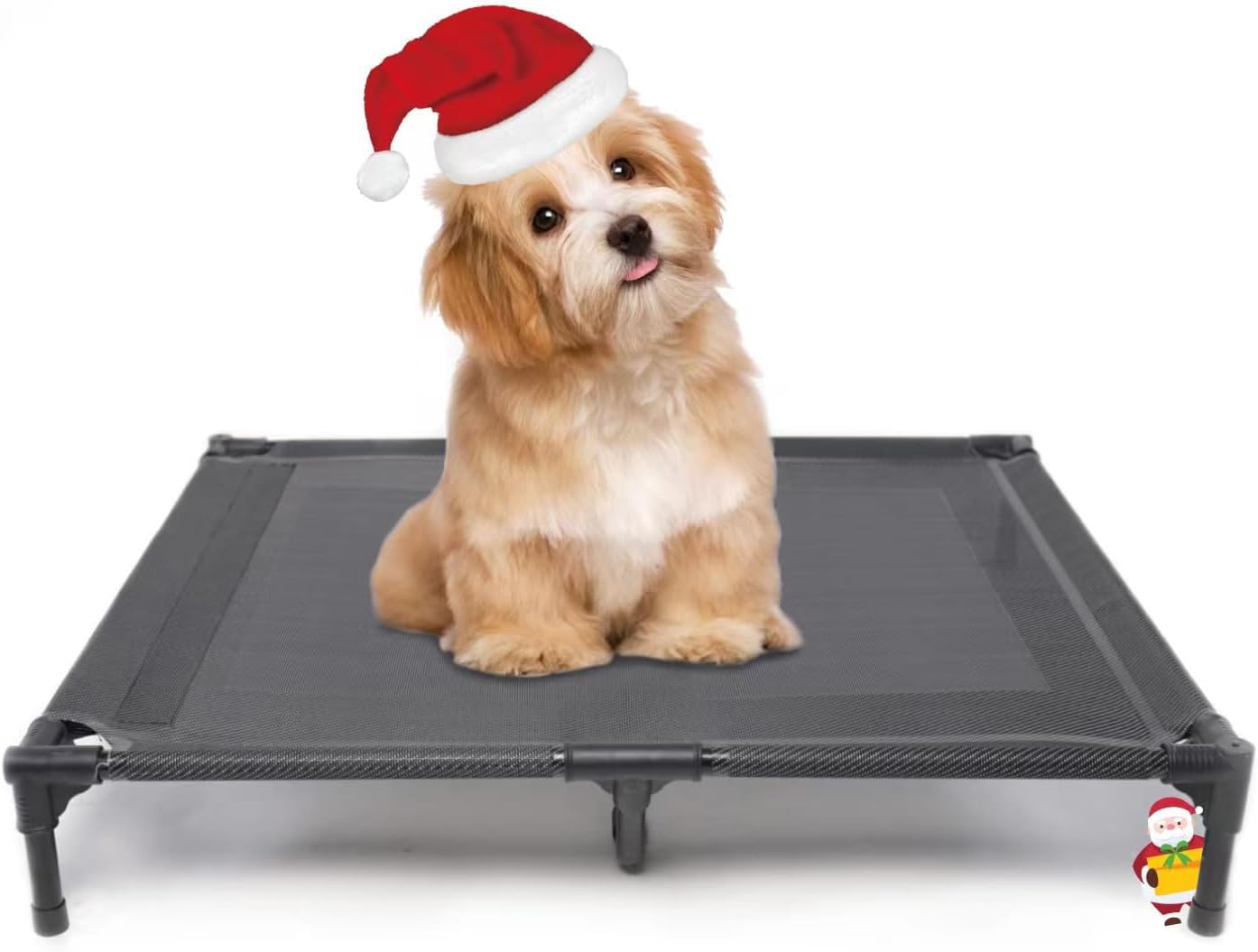 suddus Elevated Dog Bed for Large Dogs 120lb, Breathable Cooling Raised Dog Cot with Dual Support Bars & Metal Frame, No-Slip Feet, Waterproof Pet Bed for Indoor/Outdoor, X-Large, 48 * 36 * 9in, Grey