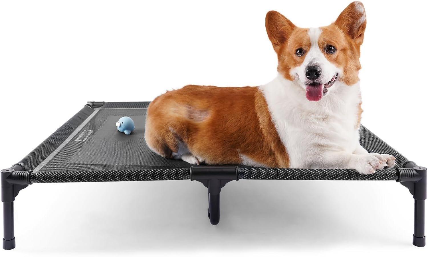 suddus Elevated Dog Bed for Large Dogs 120lb, Breathable Cooling Raised Dog Cot with Dual Support Bars & Metal Frame, No-Slip Feet, Waterproof Pet Bed for Indoor/Outdoor, X-Large, 48 * 36 * 9in, Grey