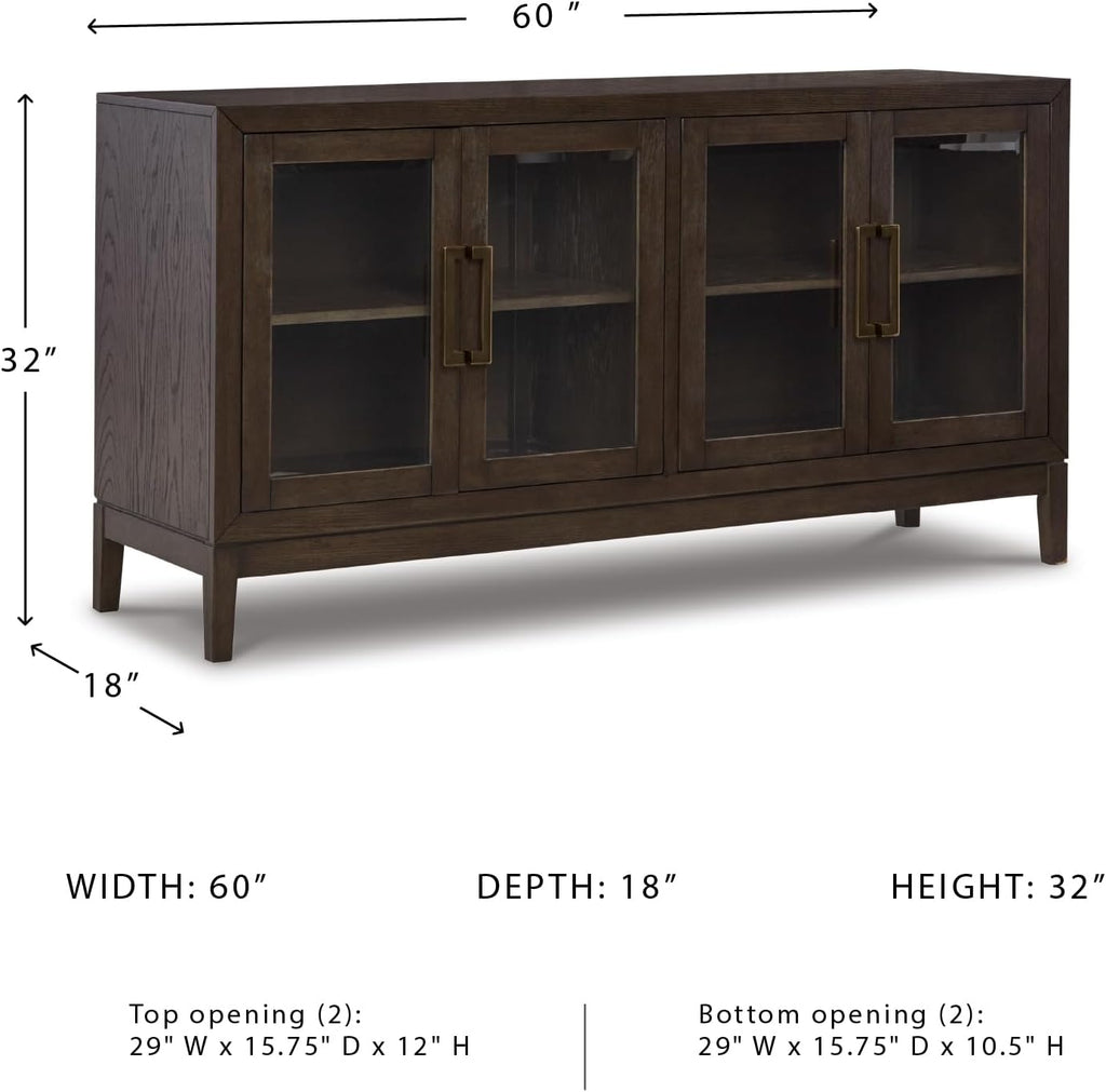 Signature Design by Ashley Burkhaus Traditional Dining Room Server with 2 Cabinets, Dark Brown