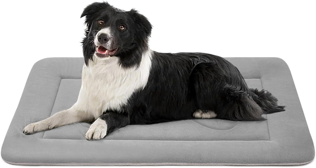 Large Dog Bed Soft Dog Crate Pad Mat, 42 in Non-Slip Bottom Washable Dog Sleeping Mattress Pet Beds Cat Bed Kennel Pad, Dark Blue Gray