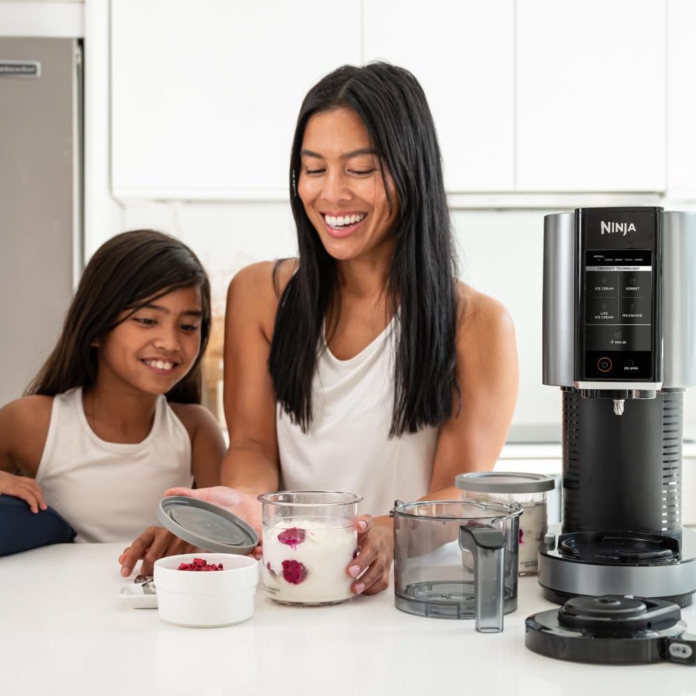 Ninja CREAMi Ice Cream Maker 5 One-Touch Programs with Two 16oz. Pints with Storage Lids NC300