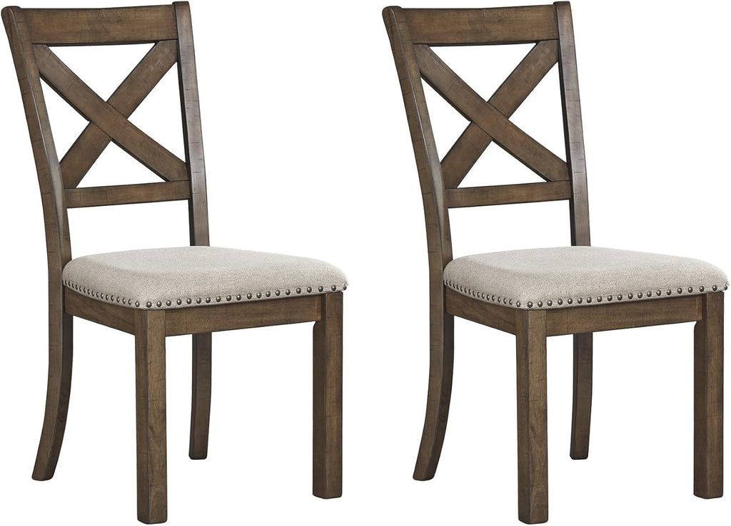 Signature Design by Ashley Moriville Modern Farmhouse 19" Upholstered Dining Room Chair, 2 Count, Brown