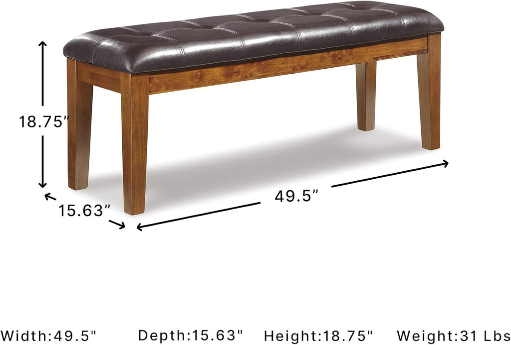 Signature Design by Ashley Ralene Tufted Upholstered Dining Room Bench, Medium Brown