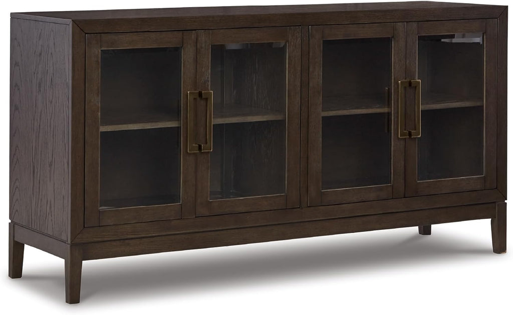 Signature Design by Ashley Burkhaus Traditional Dining Room Server with 2 Cabinets, Dark Brown