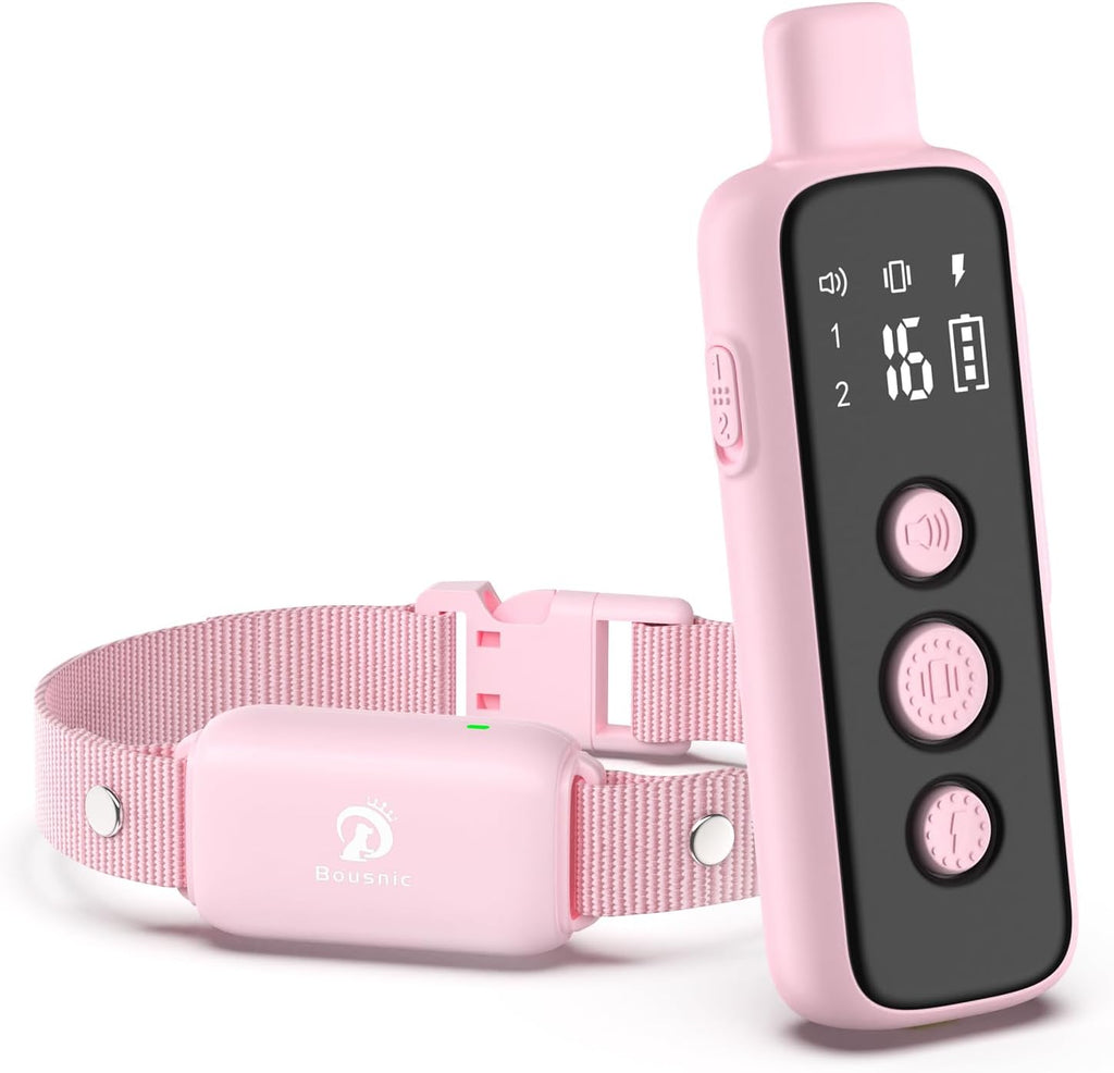 Bousnic Shock Collar for Dogs - Waterproof Rechargeable Dog Electric Training Collar with Remote for Small Medium Large Dogs with Beep, Vibration, Safe Shock Modes (8-120 Lbs) (Grey)
