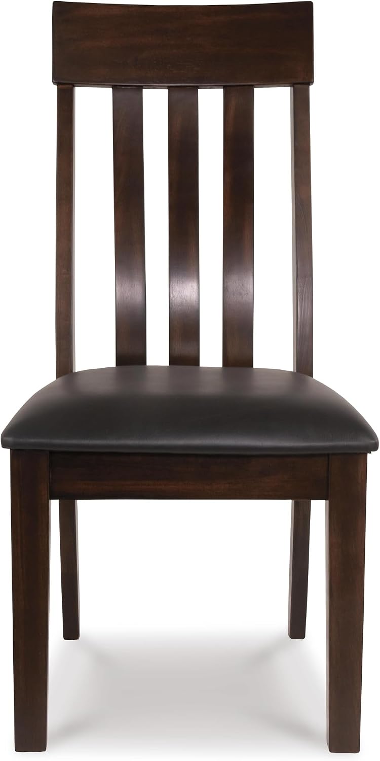 Signature Design by Ashley Haddigan Faux Leather Cushioned Rake Back Dining Chair, 2 Count, Dark Brown