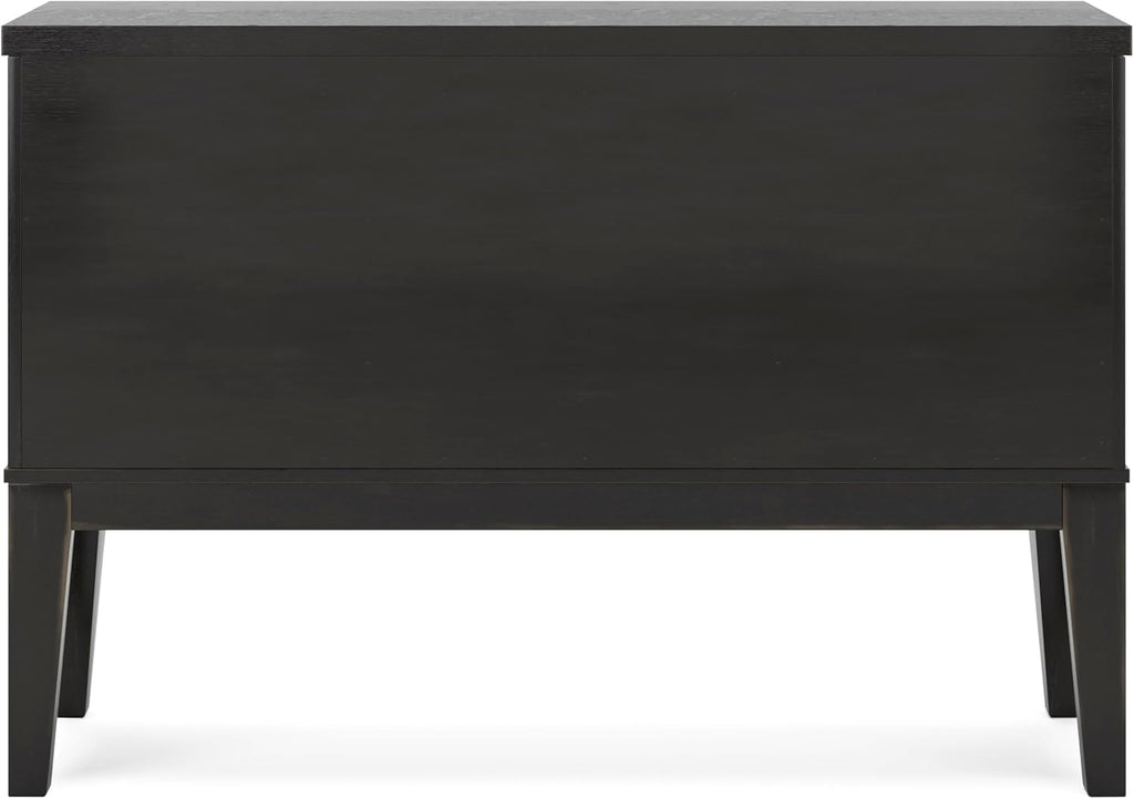 Signature Design by Ashley Galliden Urban 2-Door Dining Server with Reversible Wine Rack Shelf, Adjustable Shelves and Felt-Lined Drawer, Black & Light Brown