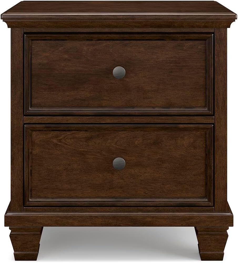 Signature Design by Ashley Danabrin Classic 2 Drawer Nightstand for Bedroom, 26.63" Tall, Dark Brown