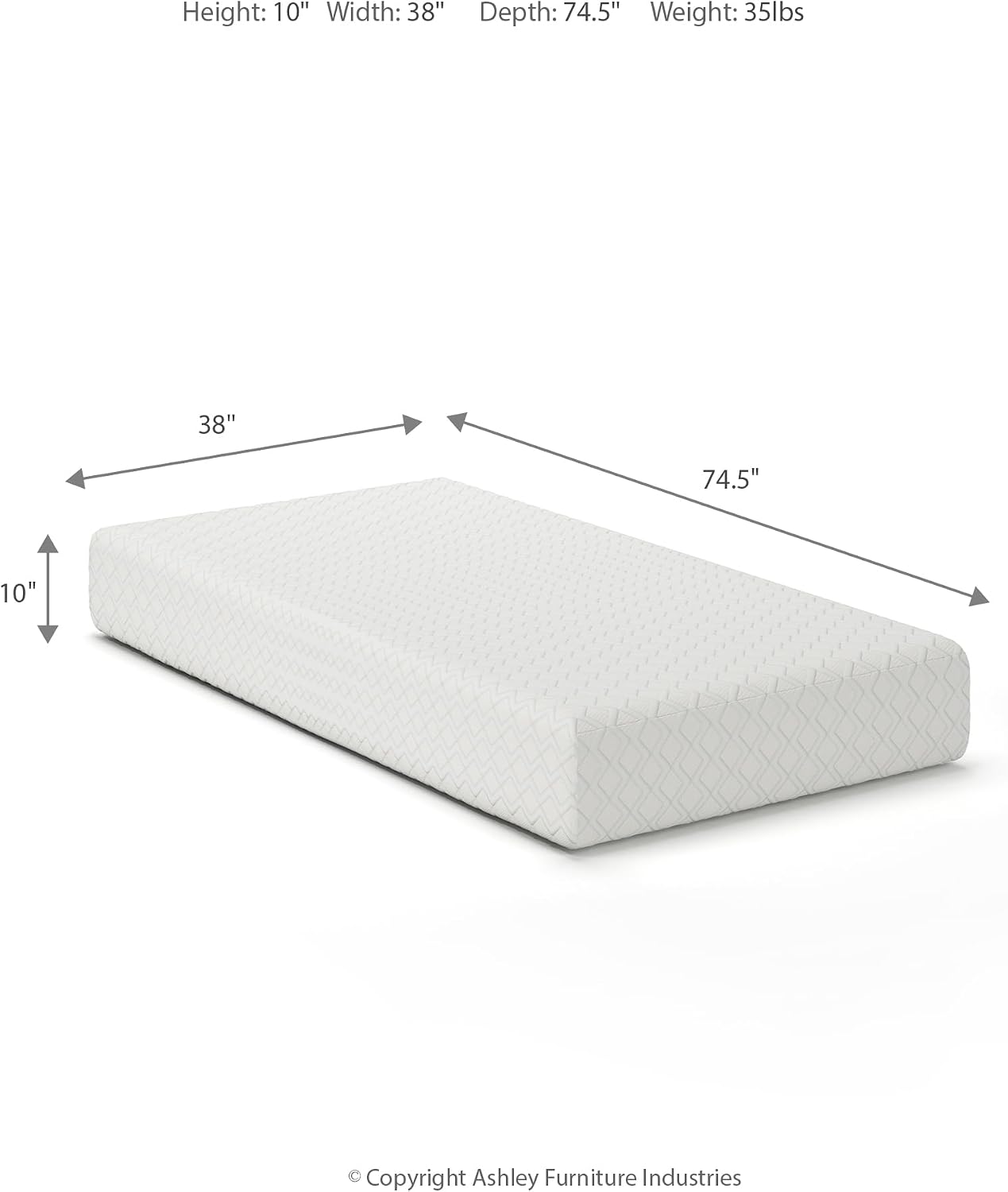 Signature Design by Ashley Twin Size Chime 10 Inch Medium Firm Memory Foam Mattress with Green Tea & Charcoal Gel for Pressure Relief, Fiberglass-Free, Mattress In A Box