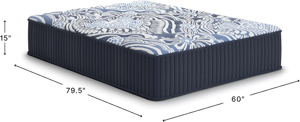 Signature Design by Ashley Firm Luxe 2.0 15 Inch Breathable Gel Latex Memory Foam Hybrid Mattress with Edge Support for Cool Sleep and Pressure Relief, Queen, Fiberglass-Free, Mattress in A Box