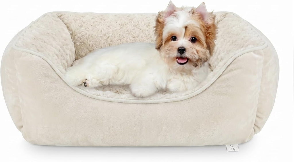 JOEJOY Rectangle Dog Bed for Large Medium Small Dogs - Washable Orthopedic Sofa Bed, Soft Breathable Puppy & Pet Cuddler, Durable Calming Dog Bed with Anti-Slip Bottom, Multiple Sizes, Beige
