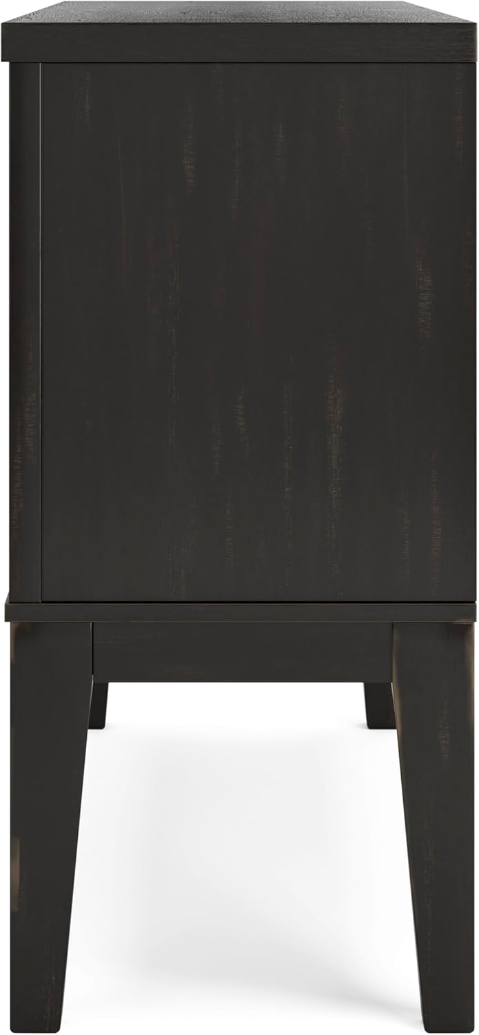 Signature Design by Ashley Galliden Urban 2-Door Dining Server with Reversible Wine Rack Shelf, Adjustable Shelves and Felt-Lined Drawer, Black & Light Brown