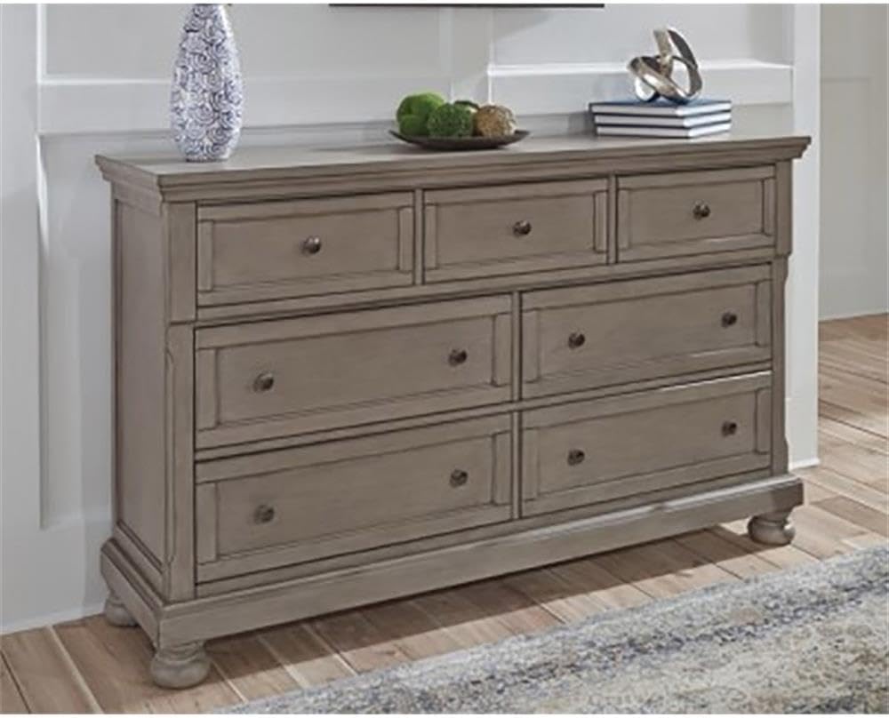 Signature Design by Ashley Lettner Modern Traditional 7 Drawer Dresser, Light Gray