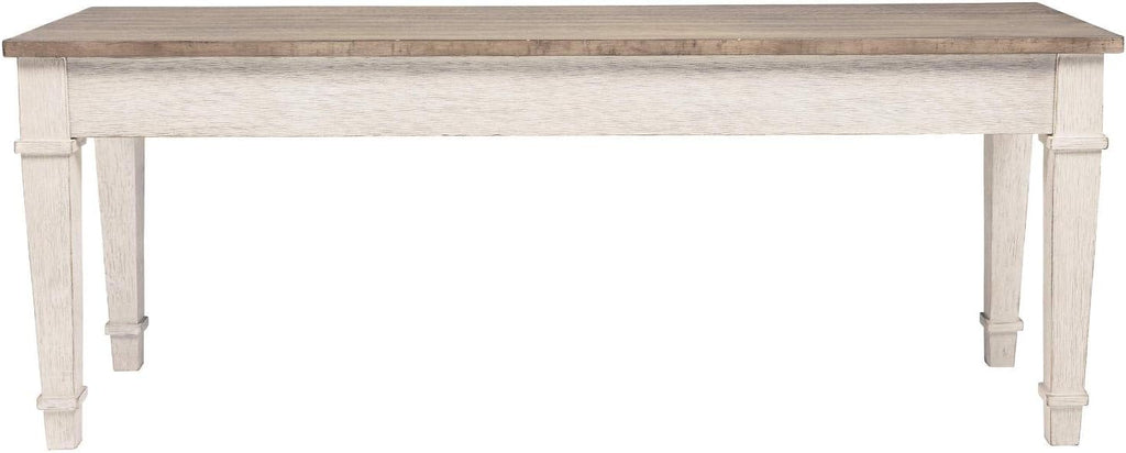 Signature Design by Ashley Skempton Farmhouse Storage Bench, Distressed Finish, Seat With Hidden Storage, Wood, 48" W x 15" D x 18.5" H, White & Light Brown
