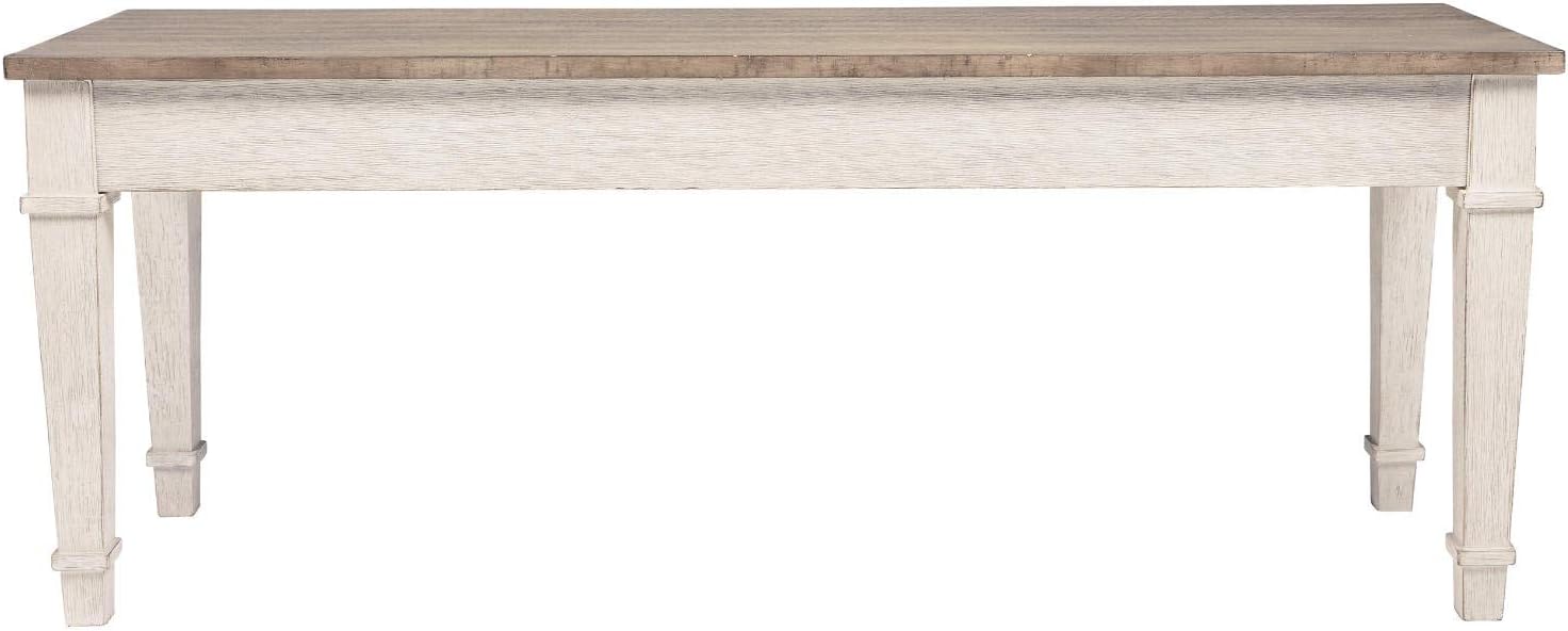Signature Design by Ashley Skempton Farmhouse Storage Bench, Distressed Finish, Seat With Hidden Storage, Wood, 48" W x 15" D x 18.5" H, White & Light Brown