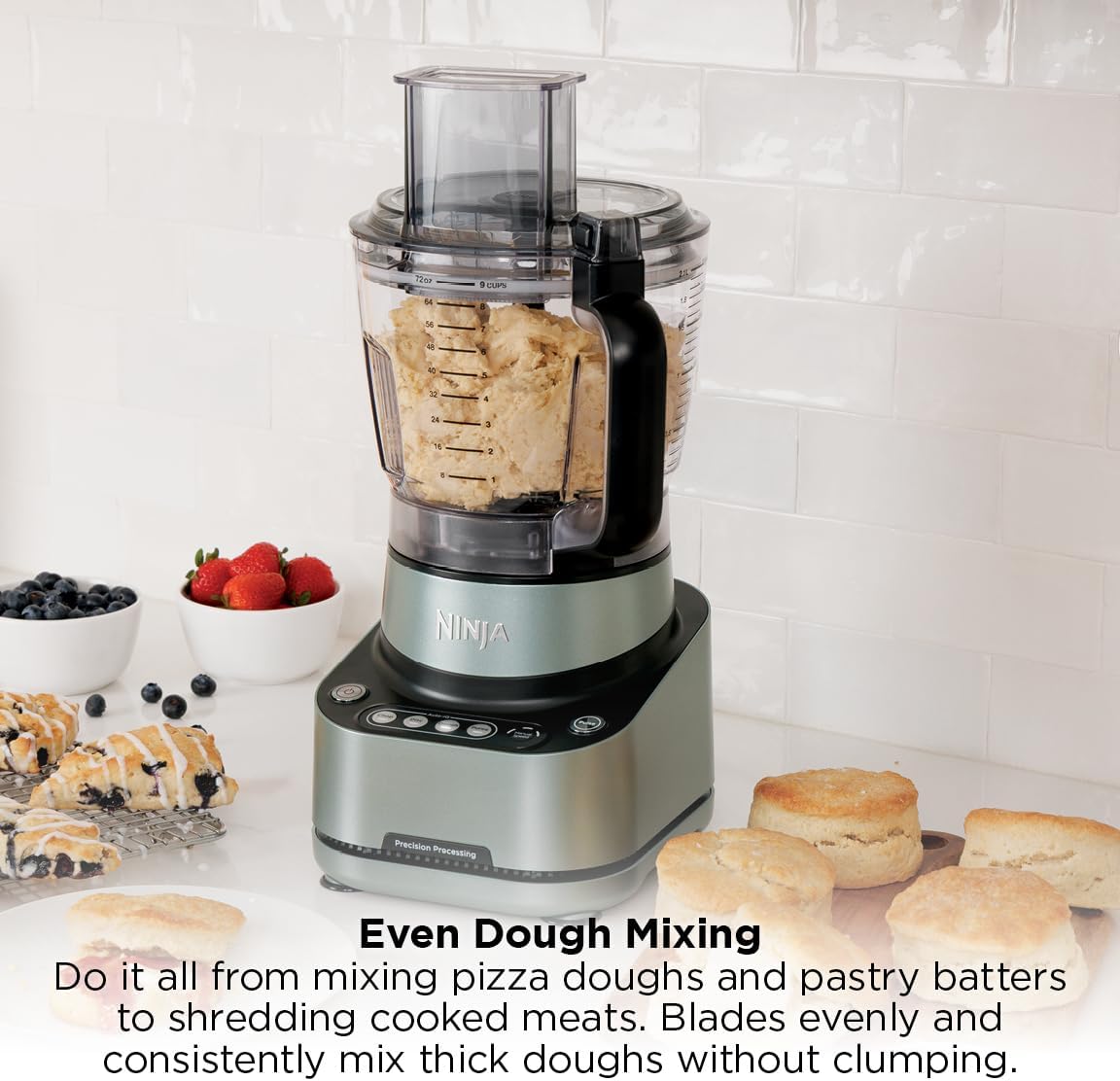 Ninja 9-Cup Food Processor for Kitchen, 1000PW motor, 9-Cup Processing Bowl, Multiple Blades and Adjustable Speed, for Chopping and Slicing Vegetables, Pureeing, and Mixing Dough, BZ601