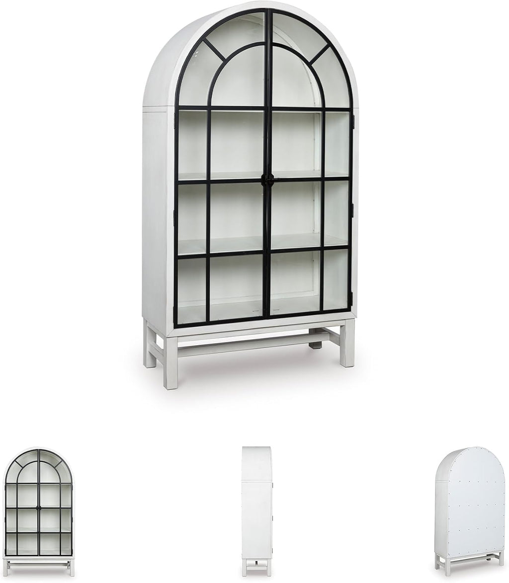 Signature Design by Ashley Chadworth Classic Display Cabinet with Anti-Tipping, White & Black