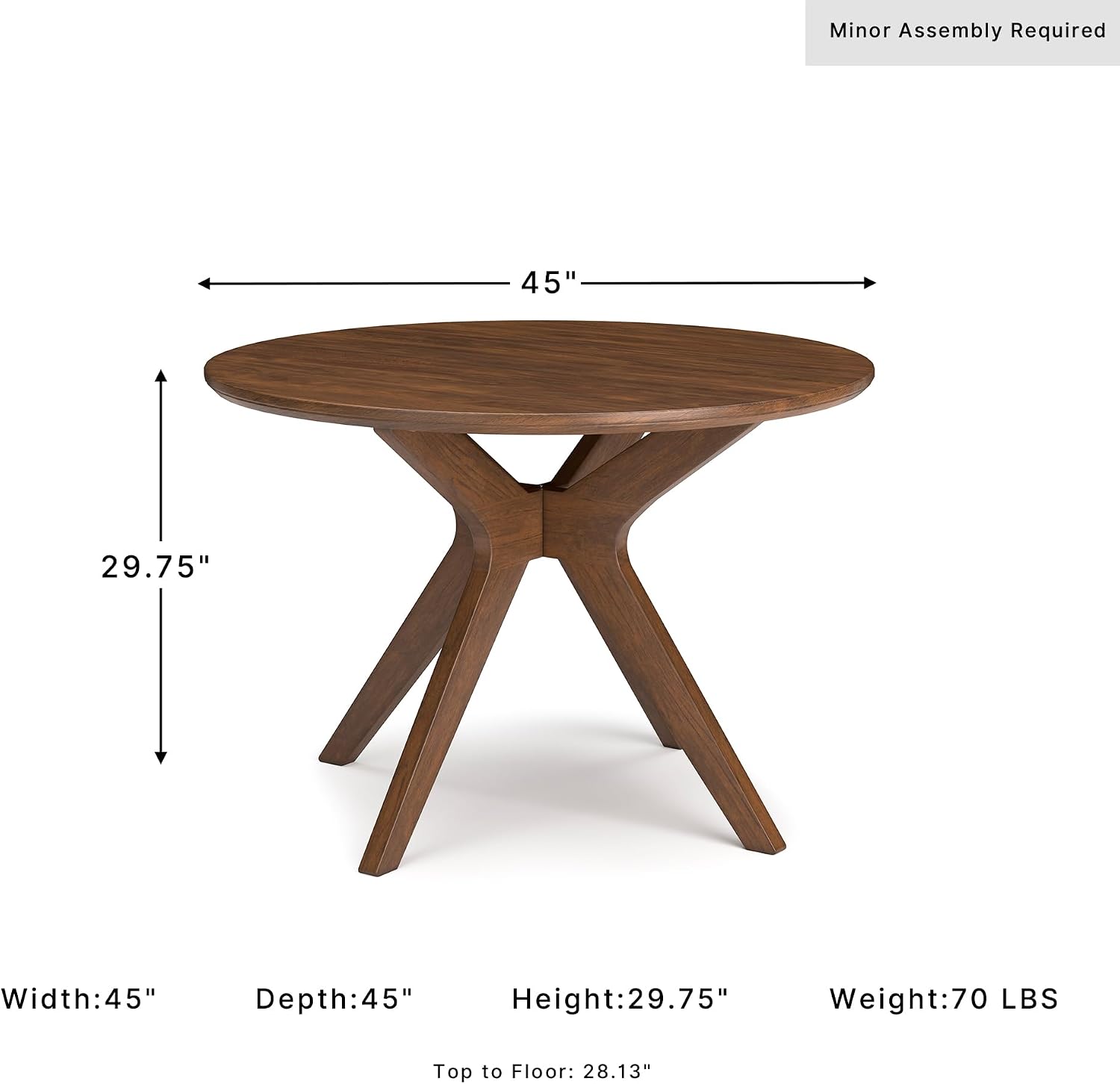 Signature Design by Ashley Lyncott Traditional Round Dining Room Table, Seats up to 4, Brown, 45" W x 29.75" H