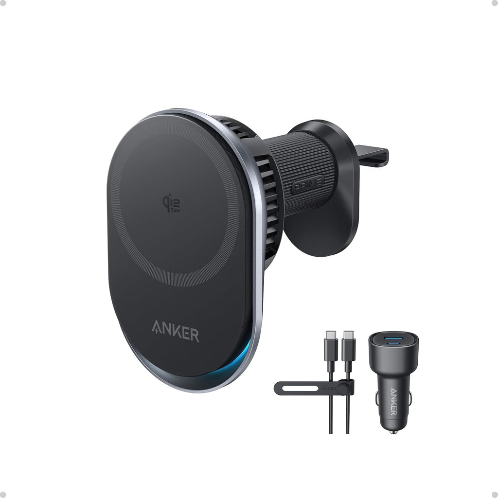 Anker Prime MagSafe Car Mount Charger, Qi2 25W Certified Wireless Car Charger with AirCool, Strong Magnets, Air Vent Mount for iPhone 17-12 Series