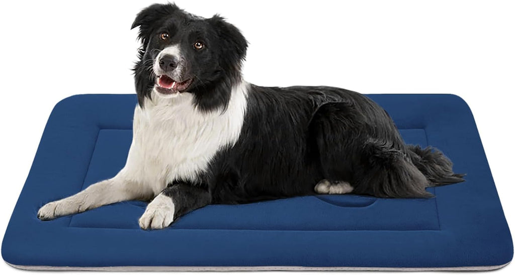 Large Dog Bed Soft Dog Crate Pad Mat, 42 in Non-Slip Bottom Washable Dog Sleeping Mattress Pet Beds Cat Bed Kennel Pad, Dark Blue Gray