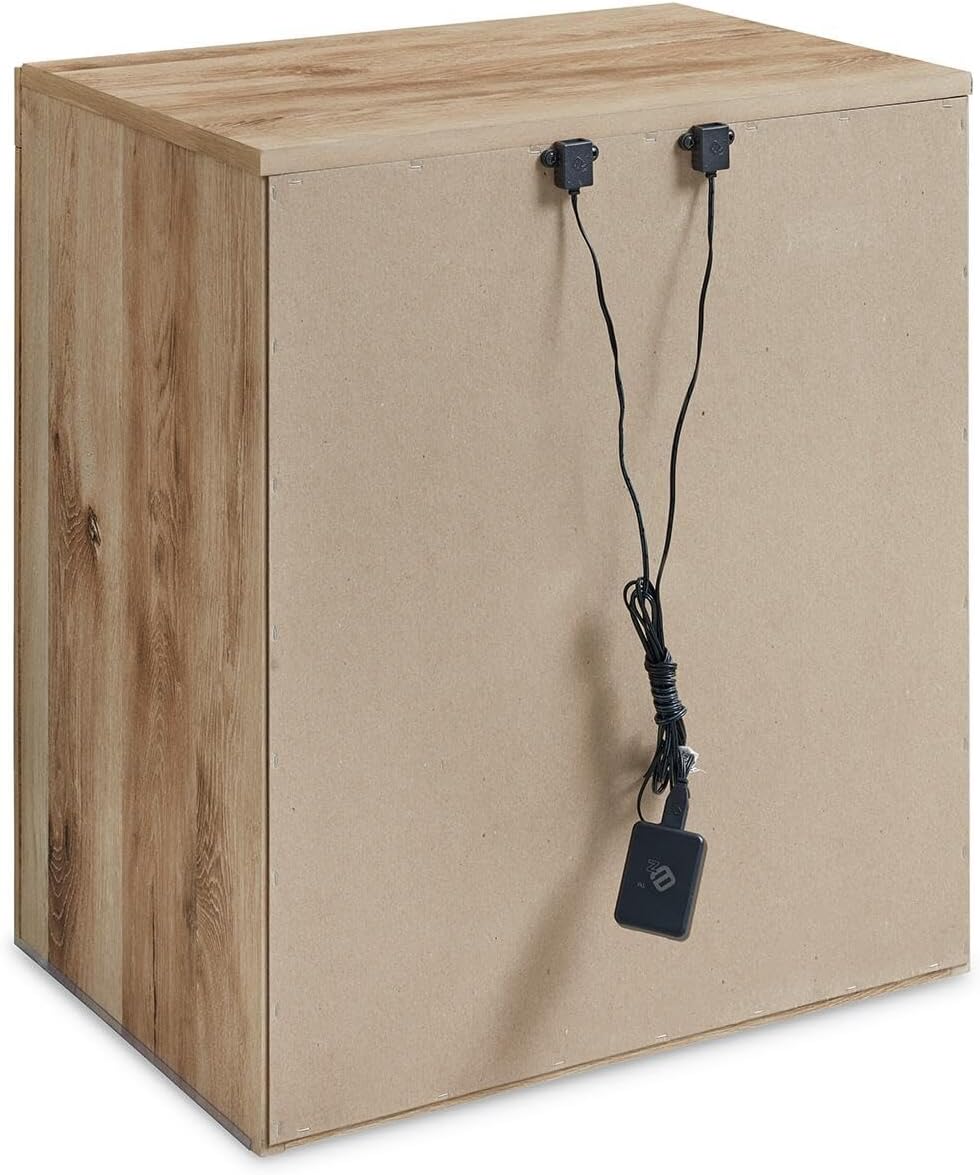 Signature Design by Ashley Hyanna Rustic Contemporary 2 Drawer Nightstand with 2 USB Charging Ports, Wood, 24.37" High, Light Golden Brown Finish