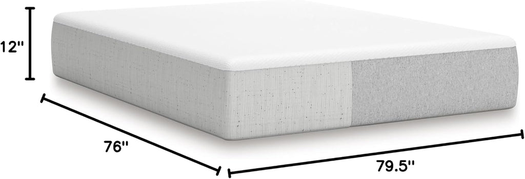Signature Design by Ashley King Size Cool Max 12 Inch Medium Plush Cooling Gel Infused Memory Foam Mattress for Pressure Relief, Fiberglass-Free, Mattress in A Box