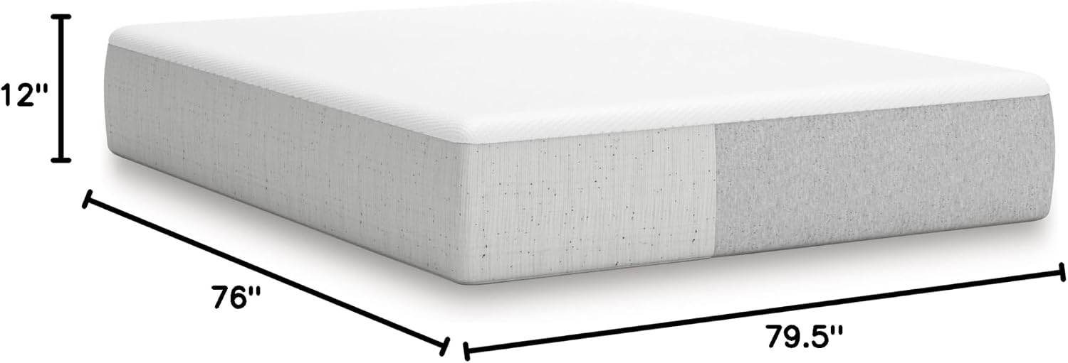 Signature Design by Ashley King Size Cool Max 12 Inch Medium Plush Cooling Gel Infused Memory Foam Mattress for Pressure Relief, Fiberglass-Free, Mattress in A Box