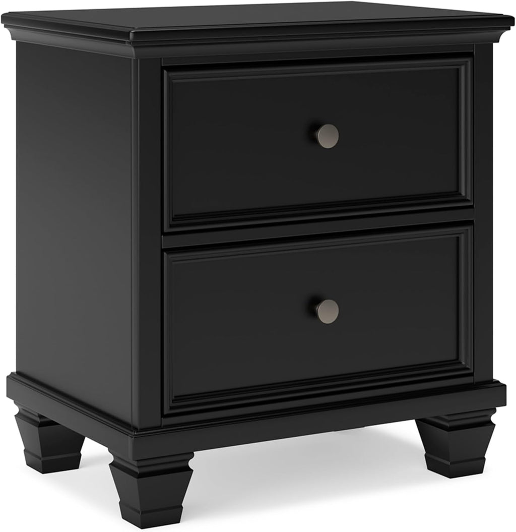 Signature Design by Ashley Lanolee Classic 2 Drawer Nightstand for Bedroom, 26.75" Tall, Black