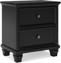 Signature Design by Ashley Lanolee Classic 2 Drawer Nightstand for Bedroom, 26.75" Tall, Black