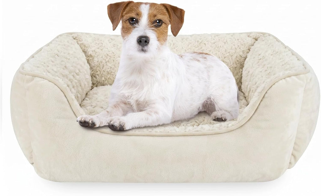 JOEJOY Rectangle Dog Bed for Large Medium Small Dogs - Washable Orthopedic Sofa Bed, Soft Breathable Puppy & Pet Cuddler, Durable Calming Dog Bed with Anti-Slip Bottom, Multiple Sizes, Beige