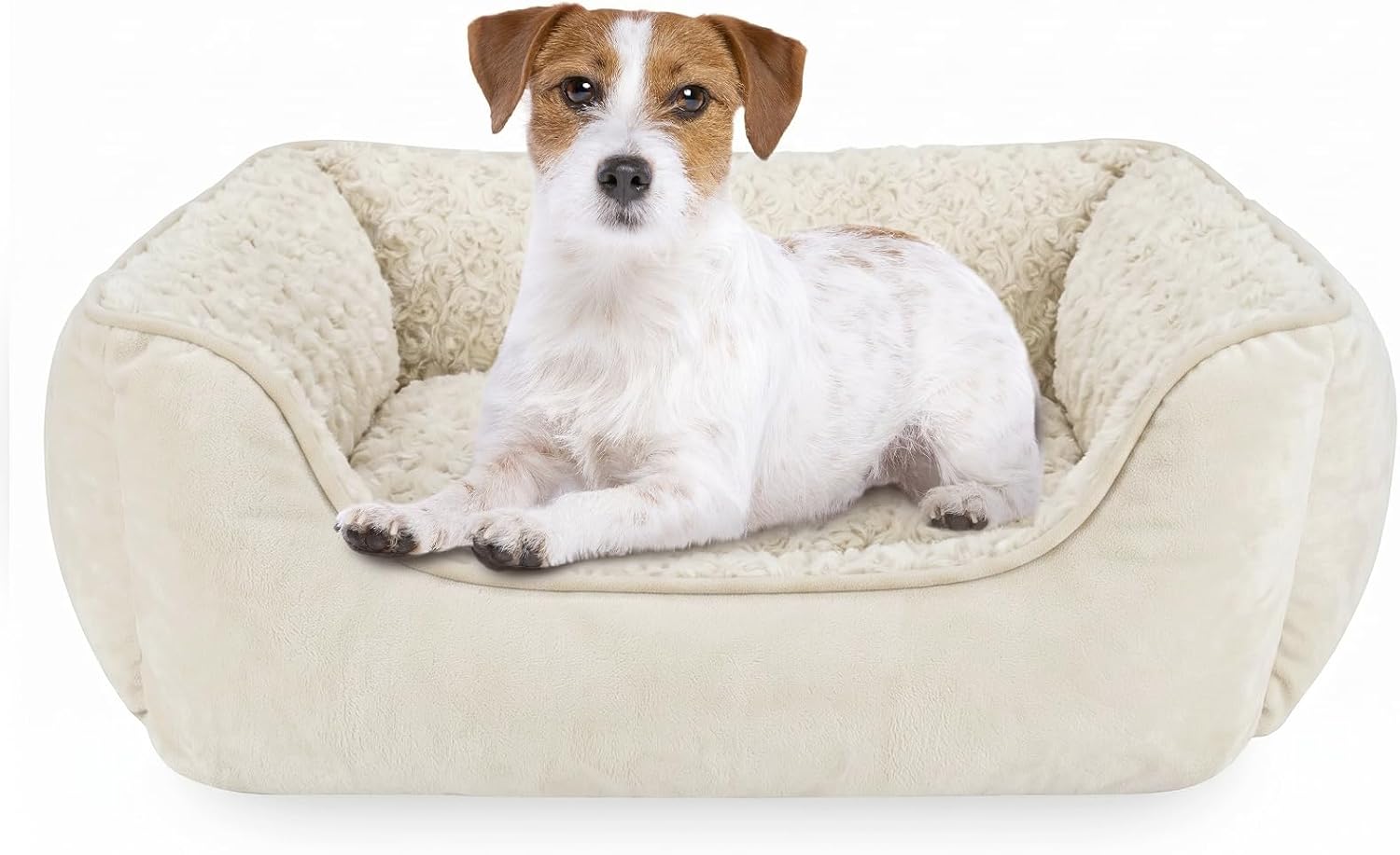 JOEJOY Rectangle Dog Bed for Large Medium Small Dogs - Washable Orthopedic Sofa Bed, Soft Breathable Puppy & Pet Cuddler, Durable Calming Dog Bed with Anti-Slip Bottom, Multiple Sizes, Beige