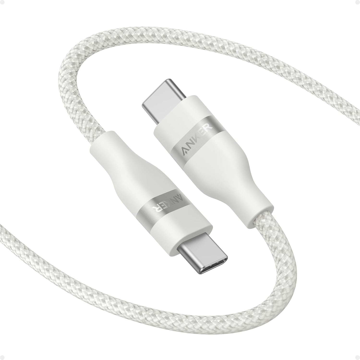 Anker Nano USB C Cable, 240W Flexible Multi-Color Braided Cord, Fast Charging Type C Charger for iPhone 17 Series, MacBook Pro and More (White, 6ft)