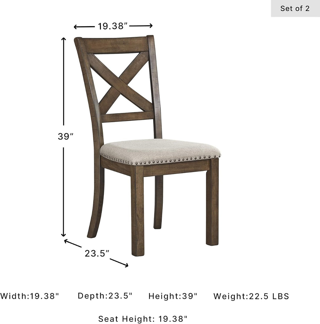 Signature Design by Ashley Moriville Modern Farmhouse 19" Upholstered Dining Room Chair, 2 Count, Brown