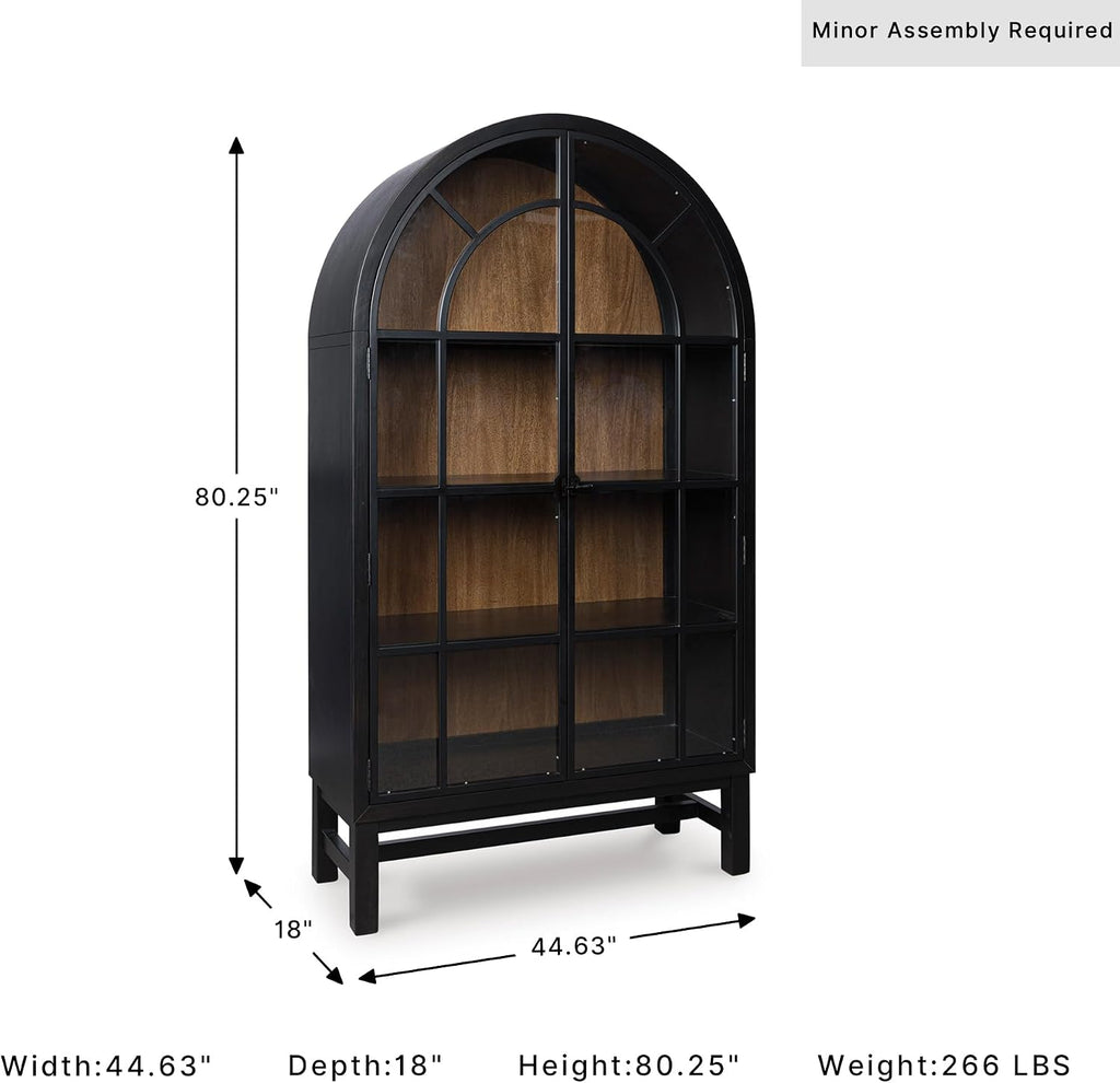 Signature Design by Ashley Chadworth Classic Display Cabinet with Anti-Tipping, Brown & Black