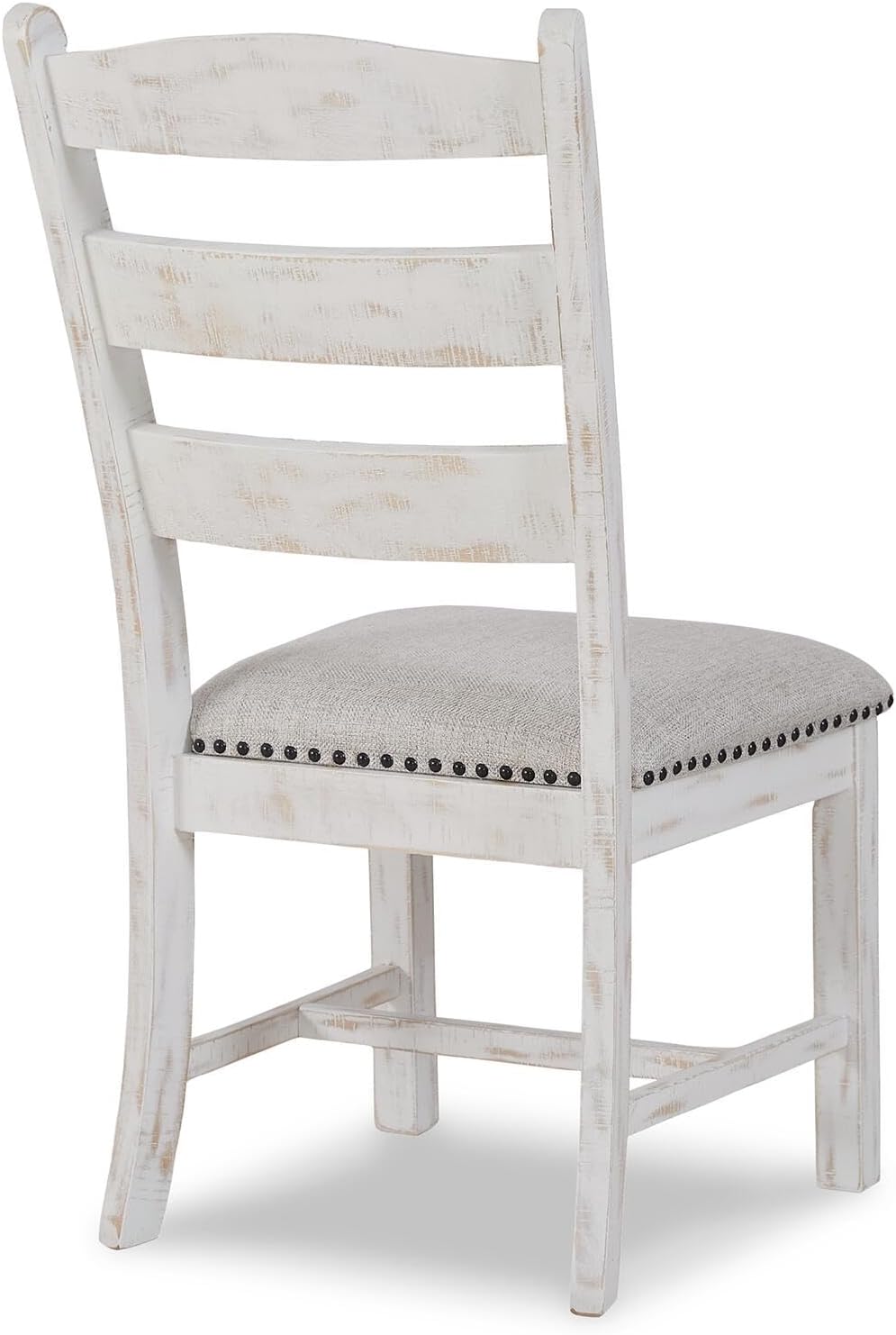Signature Design by Ashley Valebeck Farmhouse Cushioned Dining Chair, 2 Count, Nailhead Trim, Fabric Upholstery, Solid Wood, 39" Seat Height, Whitewash