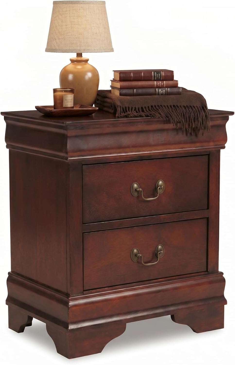 Signature Design by Ashley Alisdair Traditional 2 Drawer Nightstand, 23.75" Tall, Dark Brown
