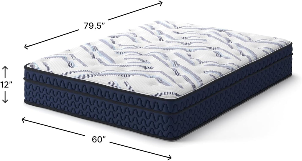 Signature Design by Ashley Chime 12 Hybrid Innerspring Queen Size Mattress, Medium Firm Feel, Gel Memory Foam for Lumbar Support, Mattress in a Box, 12 Inch