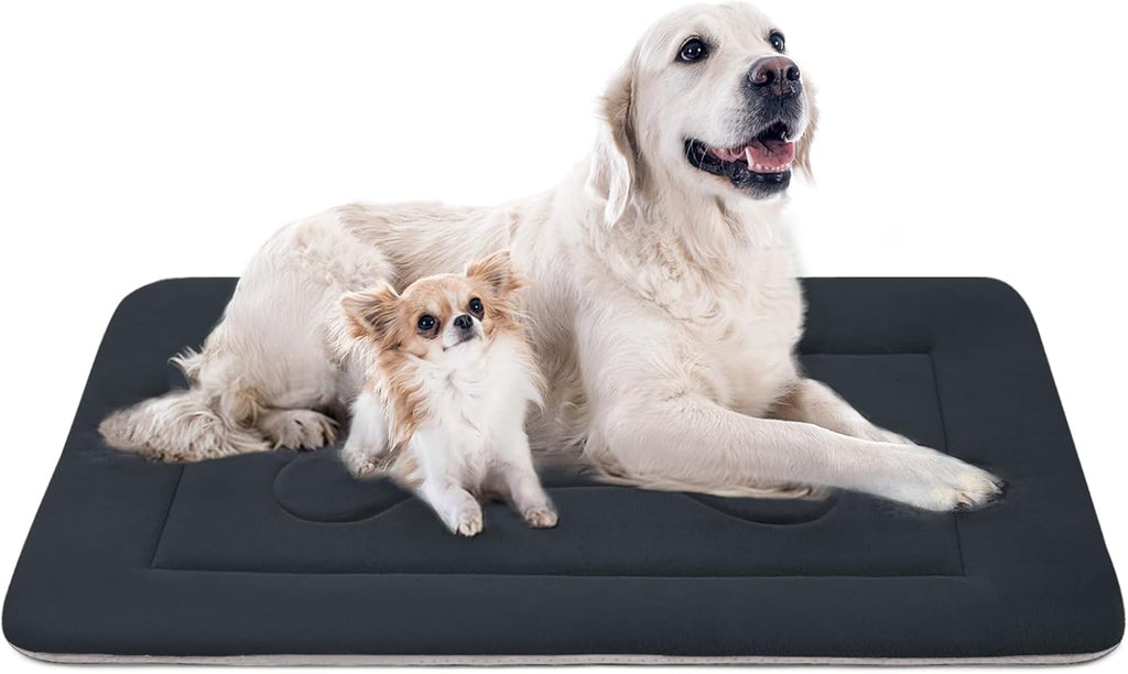 Large Dog Bed Soft Dog Crate Pad Mat, 42 in Non-Slip Bottom Washable Dog Sleeping Mattress Pet Beds Cat Bed Kennel Pad, Dark Blue Gray