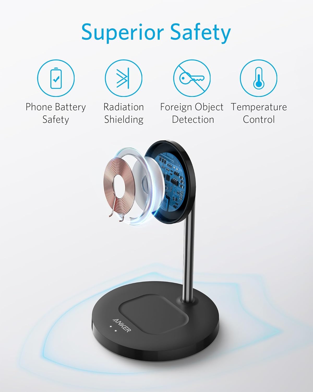 Anker iPhone 16 Wireless Charging Stand, PowerWave 2-in-1 Magnetic Stand Lite with USB-C Cable, for iPhone 16/16 Pro/16 Plus/16 Pro Max/15/14/13 Series, AirPods 2/Pro (No AC Adapter)