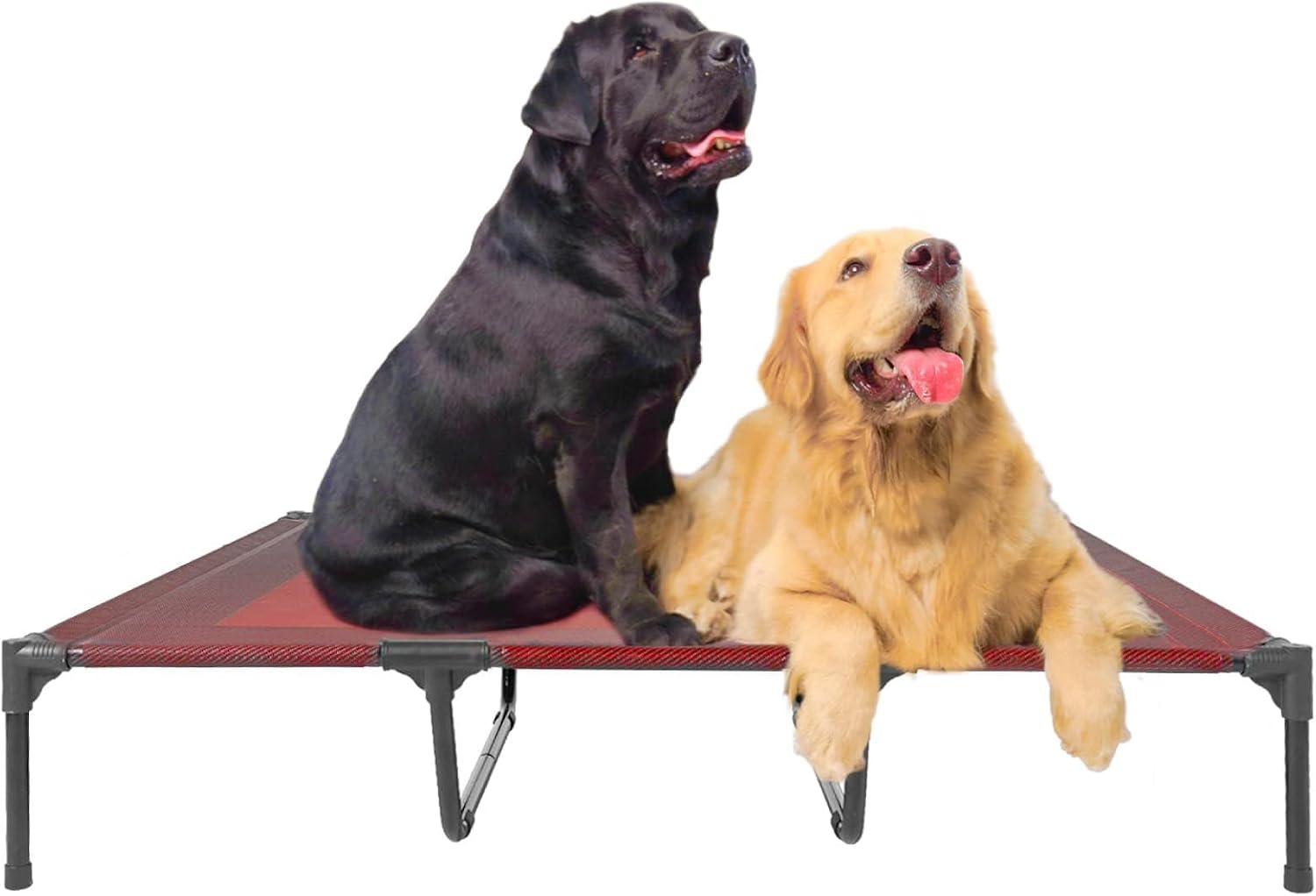 suddus Elevated Dog Bed for Large Dogs 120lb, Breathable Cooling Raised Dog Cot with Dual Support Bars & Metal Frame, No-Slip Feet, Waterproof Pet Bed for Indoor/Outdoor, X-Large, 48 * 36 * 9in, Grey