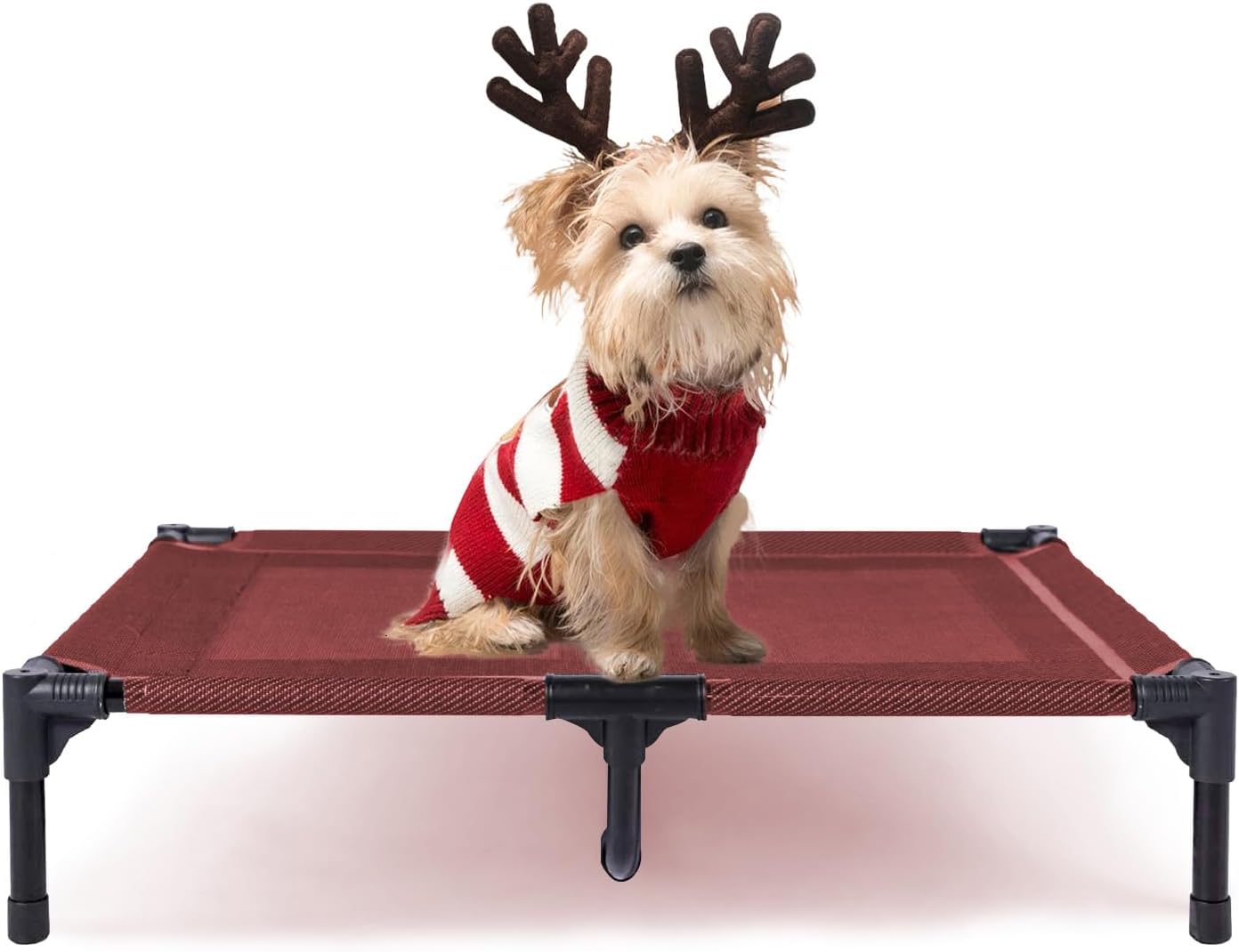 suddus Elevated Dog Bed for Large Dogs 120lb, Breathable Cooling Raised Dog Cot with Dual Support Bars & Metal Frame, No-Slip Feet, Waterproof Pet Bed for Indoor/Outdoor, X-Large, 48 * 36 * 9in, Grey