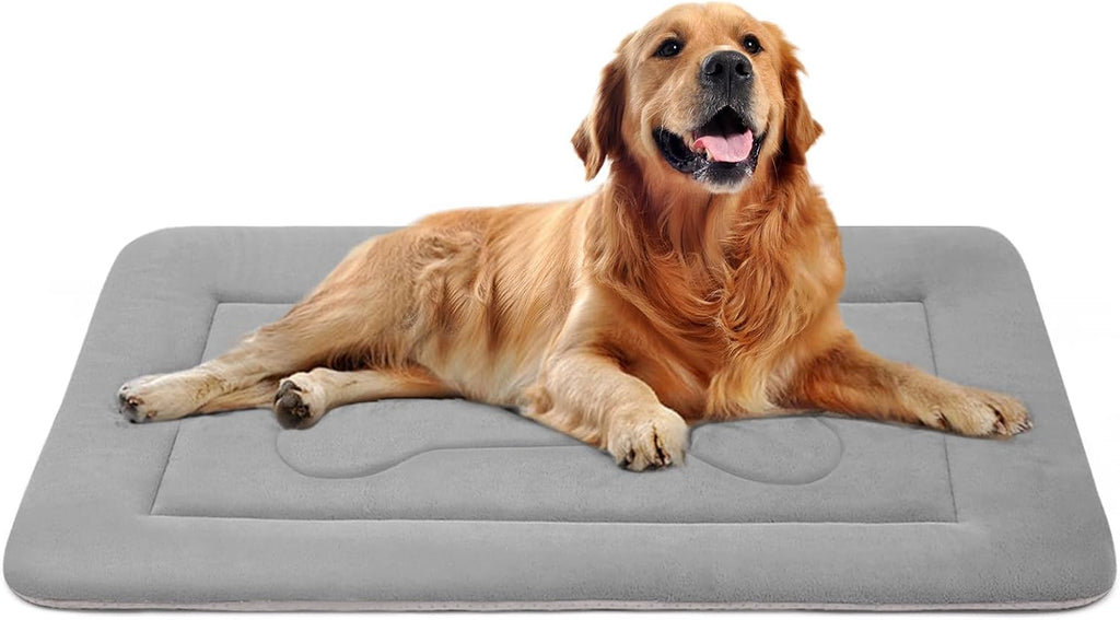 Large Dog Bed Soft Dog Crate Pad Mat, 42 in Non-Slip Bottom Washable Dog Sleeping Mattress Pet Beds Cat Bed Kennel Pad, Dark Blue Gray