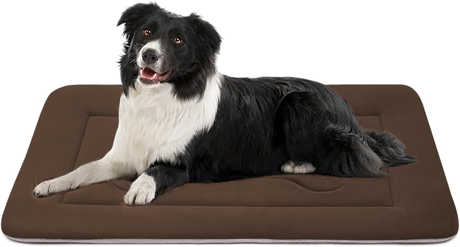 Large Dog Bed Soft Dog Crate Pad Mat, 42 in Non-Slip Bottom Washable Dog Sleeping Mattress Pet Beds Cat Bed Kennel Pad, Dark Blue Gray
